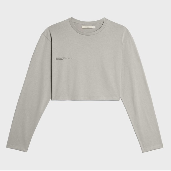Pangaia Seaweed Fiber Long Sleeve Crop Tee Stone - Picture 1 of 9